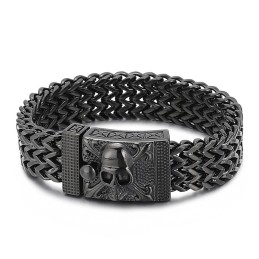 Hiphop Schedel Titanium Armband Voor Heren
