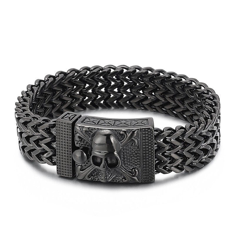 Hiphop Schedel Titanium Armband Voor Heren Hiphop Schedel Titanium Armband Voor Heren