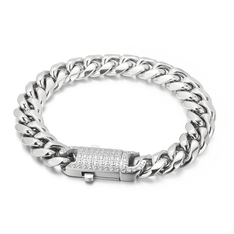 Mode Street Hip-Hop Stijl Diamanten Set Titanium Armband Voor Heren Mode Street Hip-Hop Stijl Diamanten Set Titanium Armband Voor Heren