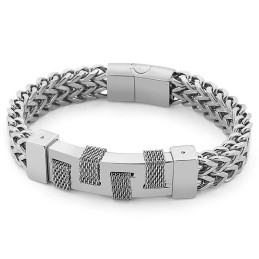 Mode Straatfotografie Gebogen Merk Geweven Titanium Herenarmband