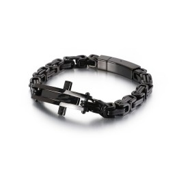 Coole Cross Bend Hip-Hop Titanium Armband Voor Heren