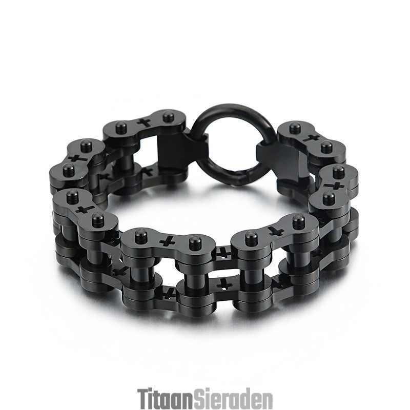 Rock Hip Hop Hollow Cross Titanium Herenfietsarmband