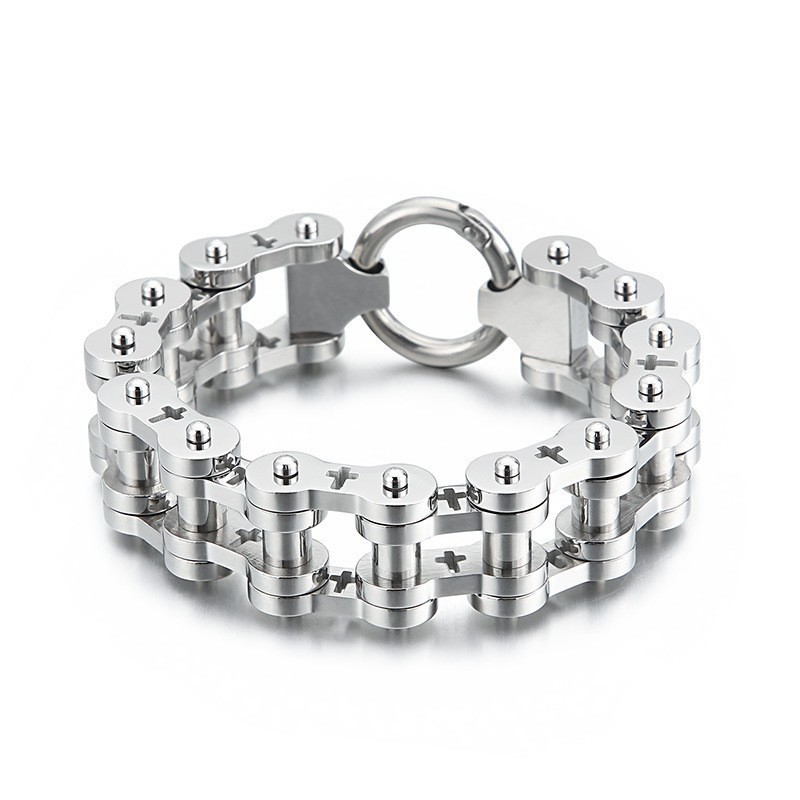 Rock Hip-Hop Hollow Cross Titanium Herenfietsarmband