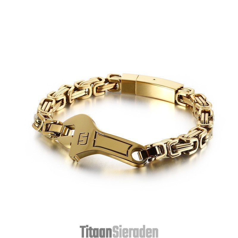 Cool Wrench Back Type Gebogen Plaat Heren Titanium Armband
