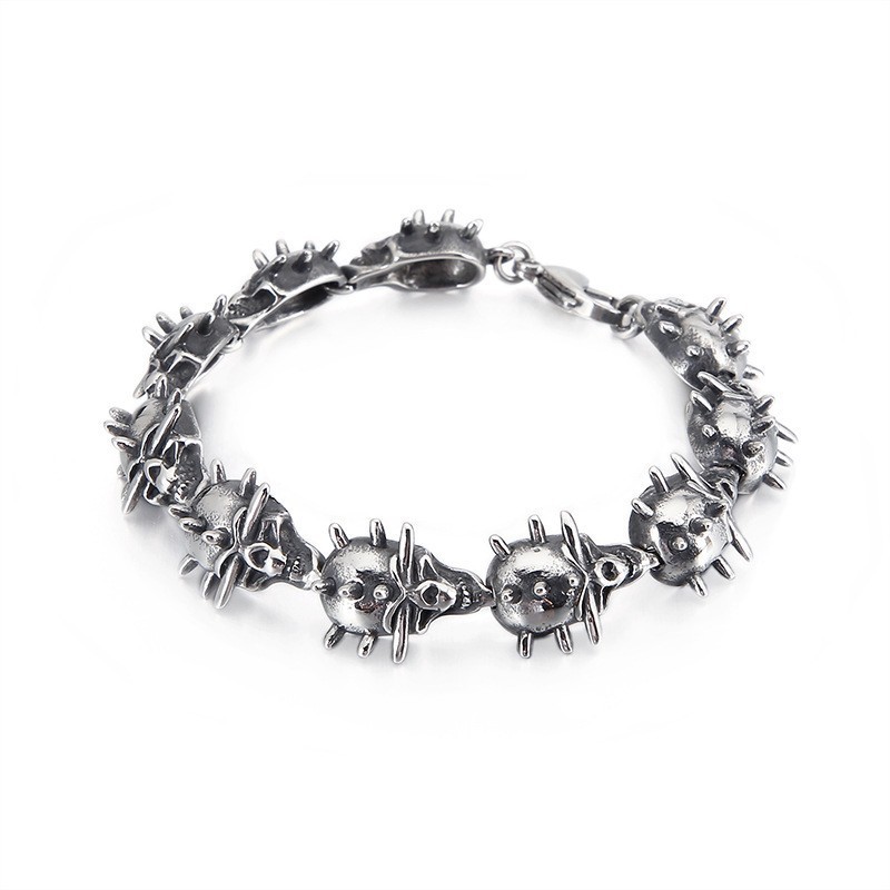 Overdreven Chique Cirkelvormige Schedel Titanium Herenarmband Overdreven Chique Cirkelvormige Schedel Titanium Herenarmband
