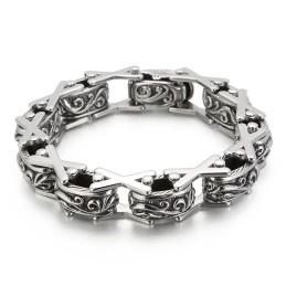 Coole, Bloemenvormige, Holle Titanium Armband Voor Heren
