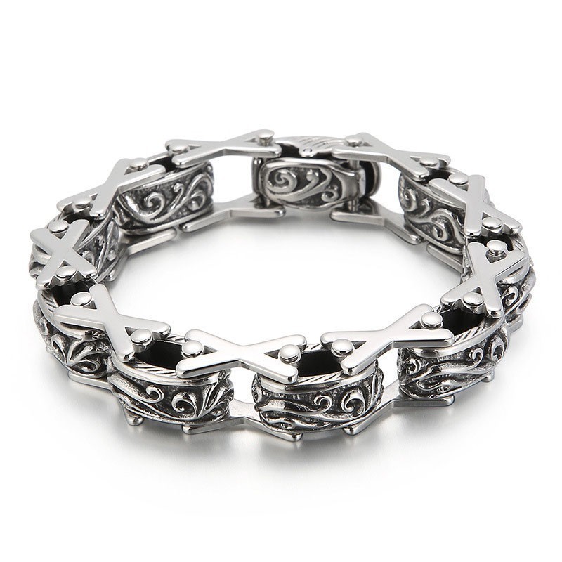 Coole, Bloemenvormige, Holle Titanium Armband Voor Heren Coole, Bloemenvormige, Holle Titanium Armband Voor Heren
