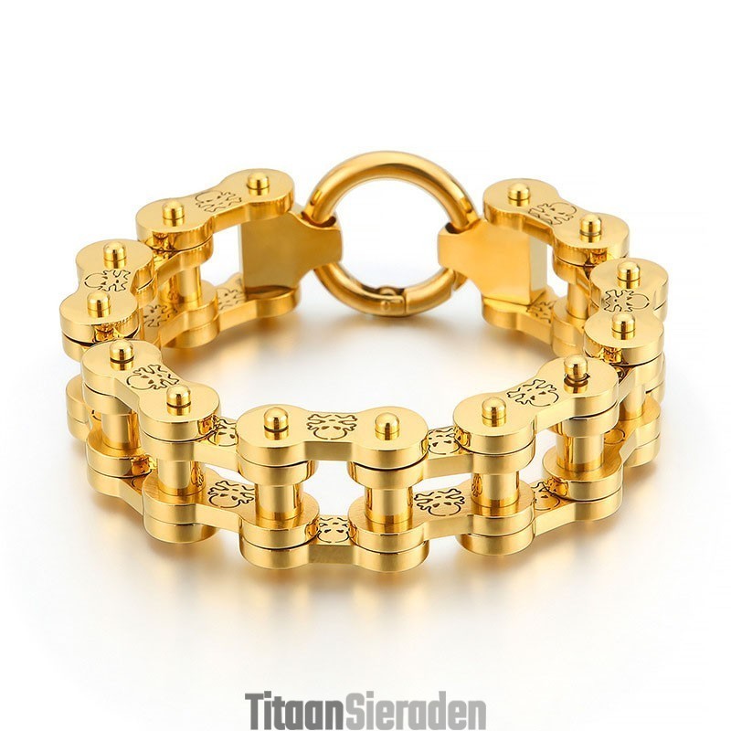 Mode Rock Hip-Hop Stijl Piratenpatroon Titanium Fietsarmband Voor Heren