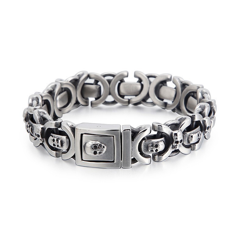 Heren Titanium Armband Met Schedelpatroon Heren Titanium Armband Met Schedelpatroon