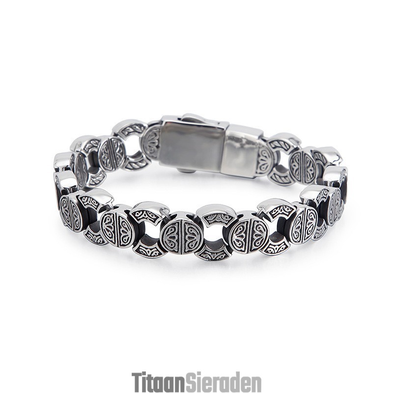 Heren Titanium Armband Met Doodshoofd En Gekruiste Beenderen Heren Titanium Armband Met Doodshoofd En Gekruiste Beenderen