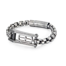 Cross Hollow Square Titanium Herenarmband
