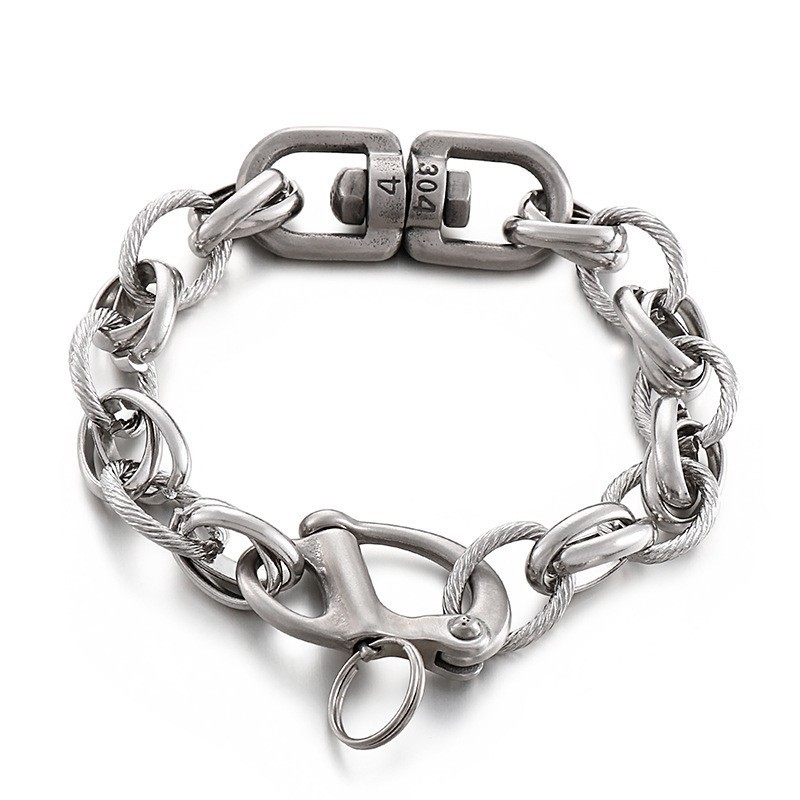 Fashion Street Beat O-Word Splicing Titanium Armbanden Voor Heren
