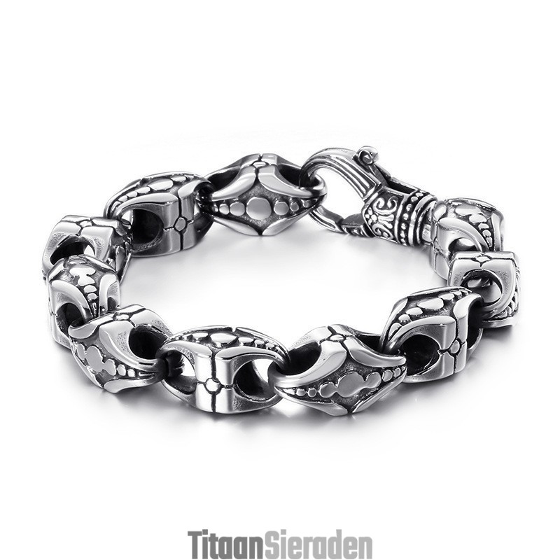 Coole Opengewerkte Titanium Armband Met Kruisbloemenmotief Voor Heren Coole Opengewerkte Titanium Armband Met Kruisbloemenmotief Voor Heren