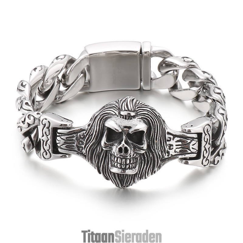 Schedelhoofd Bloem Titanium Armband Voor Heren