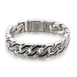Mode Zwarte Strepen Chique Stijl Titanium Armband Voor Heren