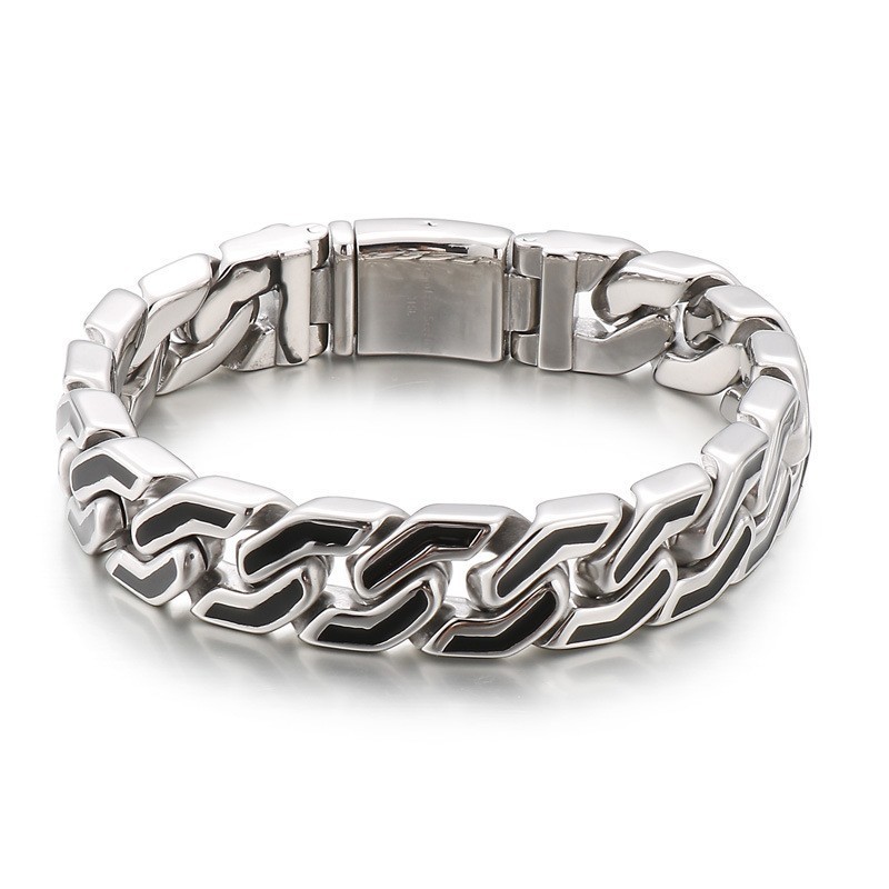 Mode Zwarte Strepen Chique Stijl Titanium Armband Voor Heren Mode Zwarte Strepen Chique Stijl Titanium Armband Voor Heren