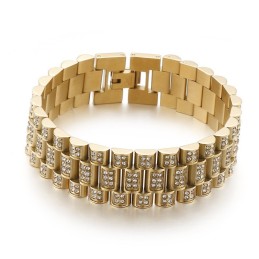 American Hiphop Tank Diamond Set Heren Hip Hop Titanium Armband