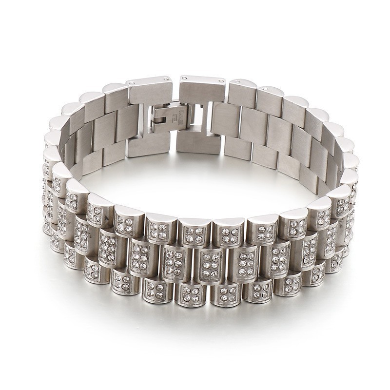 American Hiphop Tank Diamond Heren Hip Hop Titanium Armband