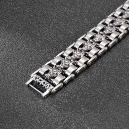 Coole Wolf Head Biker Titanium Armband Voor Heren
