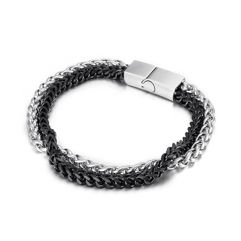 Modieuze, Coole, Chique Herenarmband Van Dubbellaags Titanium Modieuze, Coole, Chique Herenarmband Van Dubbellaags Titanium