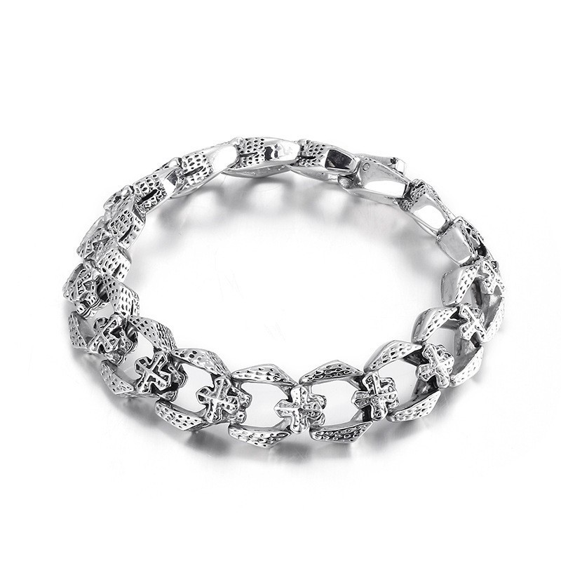 Coole Heren Kruisbloem Titanium Armband