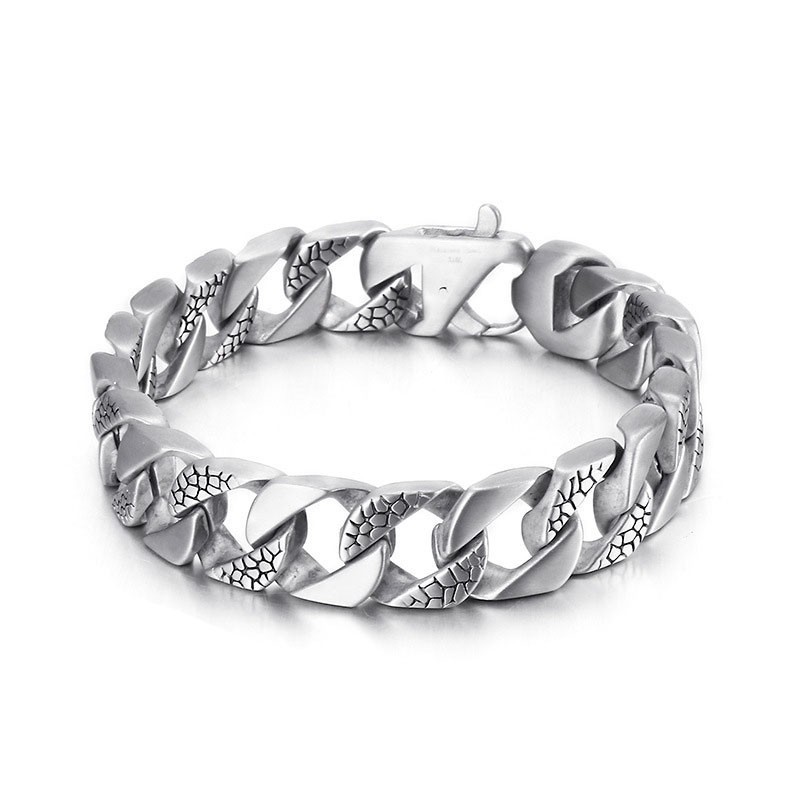 Coole Titanium Herenarmband Met Slangenpatroon