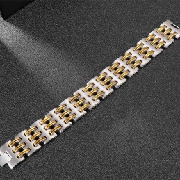 Mode Heren Titanium Armband Met Gouden Vergrendeling