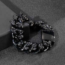 Coole Dubbele Schedel Titanium Herenarmband