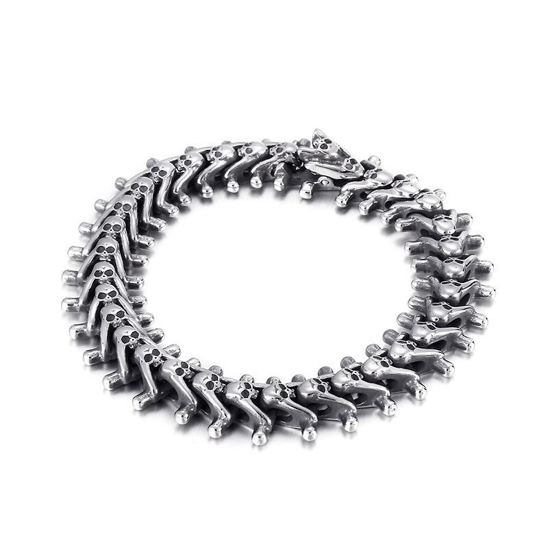 Overdreven Kleine Schedel Titanium Herenarmband Overdreven Kleine Schedel Titanium Herenarmband
