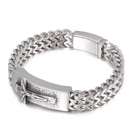 Hip Hop Cross Titanium Armband Voor Heren