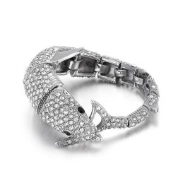 Mode Dolfijn Heren Titanium Armband Met Diamanten