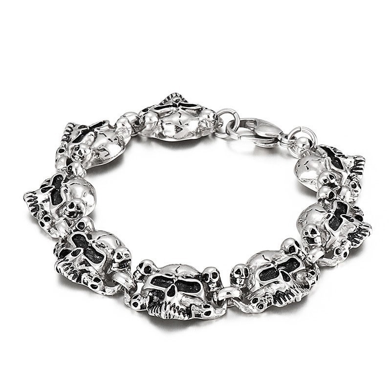 Populaire Mode Schedelhoofd Spookhoofd Titanium Armband Voor Heren