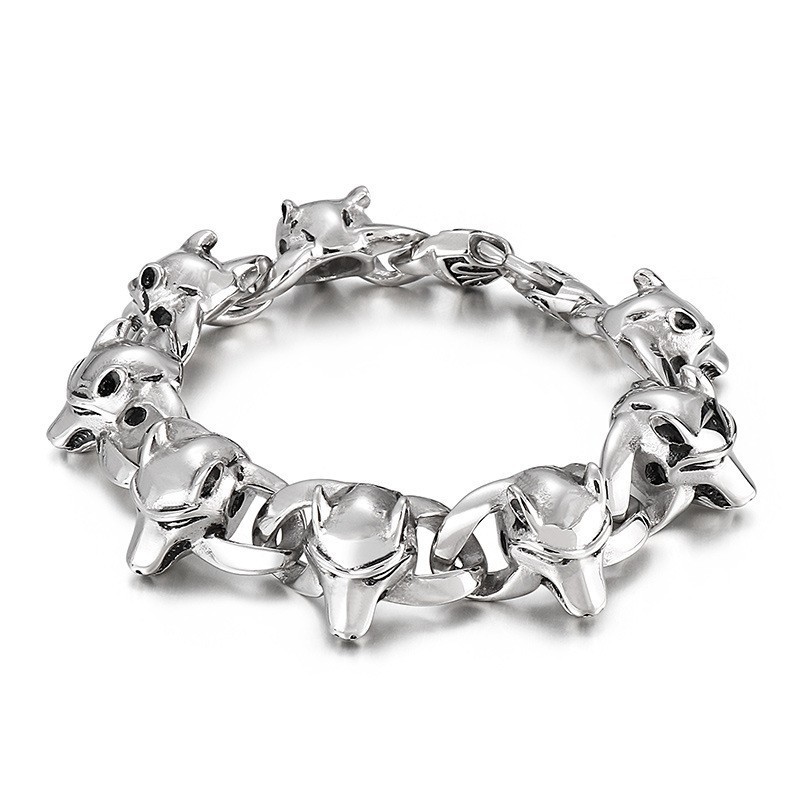 Populaire Titanium Armband Met Dierenkop Voor Heren