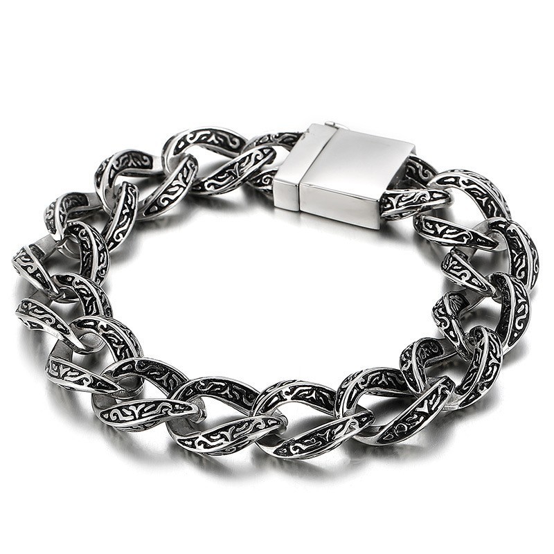 Alfabet Cool Chic Titanium Armband Voor Heren
