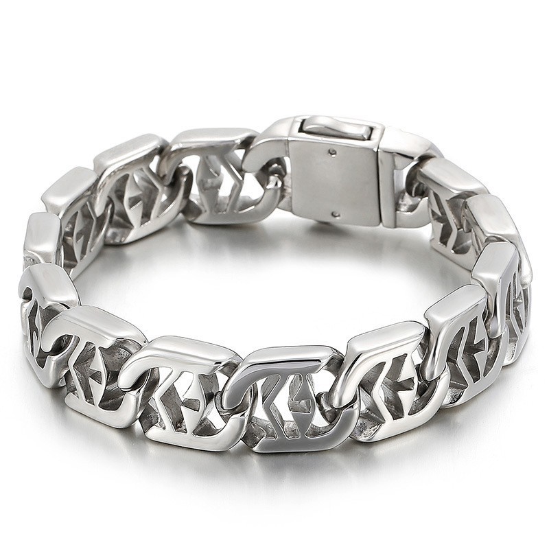 Cross Hollow Chic Style Titanium Herenarmband