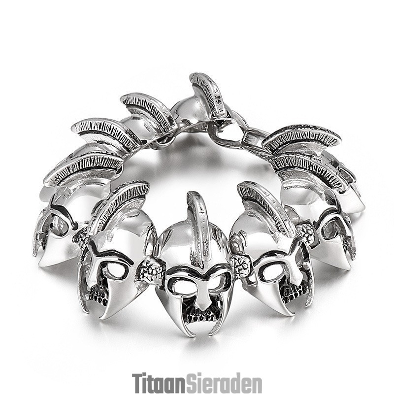 Coole General Warrior Head Titanium Armband Voor Heren