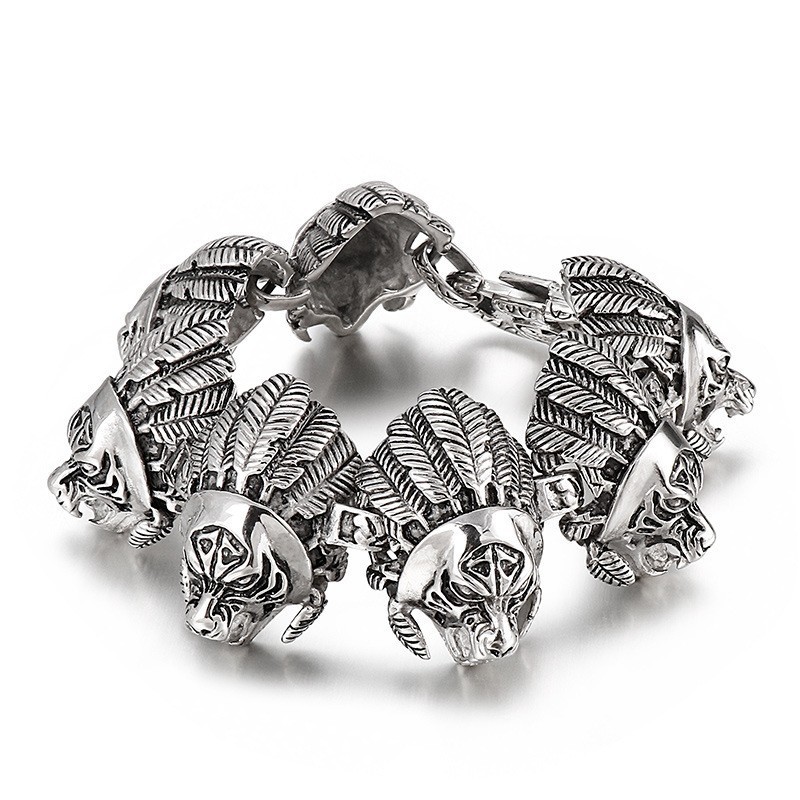 Coole General Warrior Head Titanium Armband Voor Heren Coole General Warrior Head Titanium Armband Voor Heren