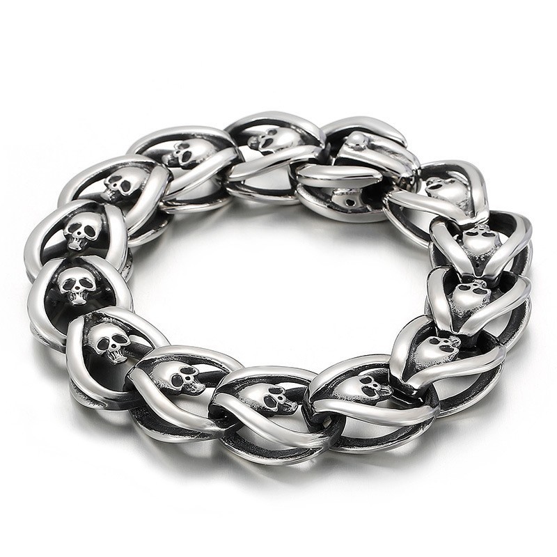 Mode Titanium Schedel Armband Voor Heren