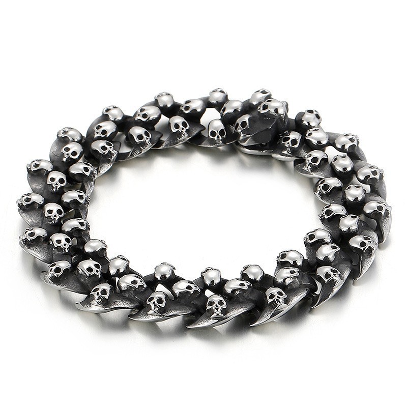 Mode Titanium Schedel Armband Voor Heren