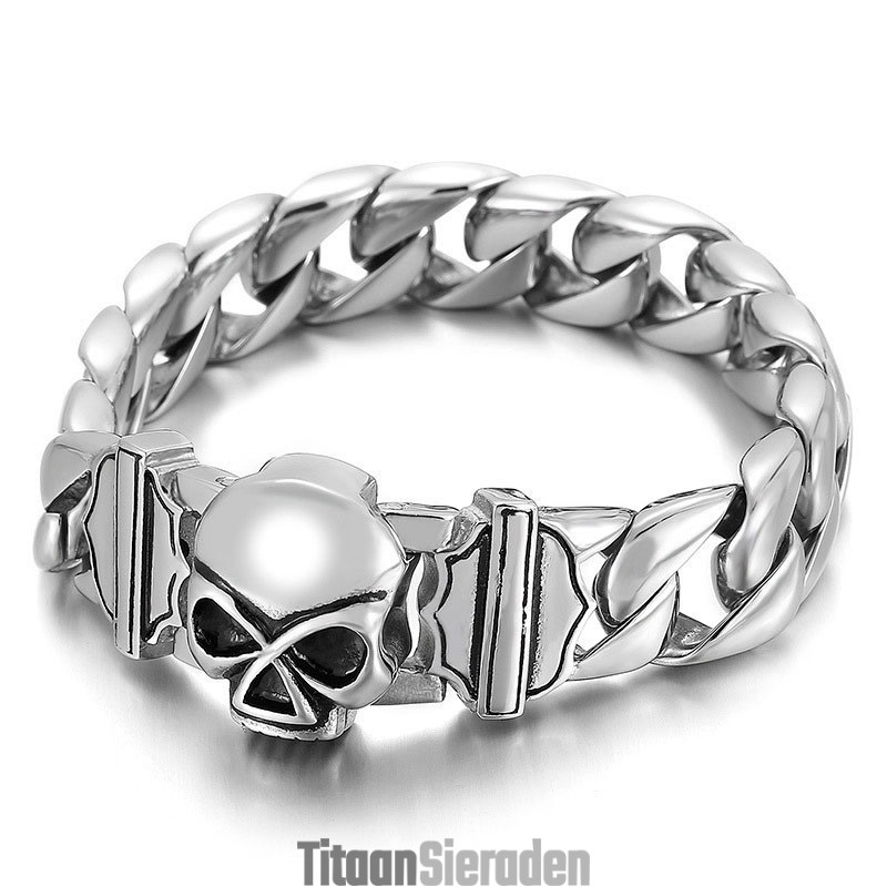Mode Schedel Titanium Armband Accessoires Voor Heren