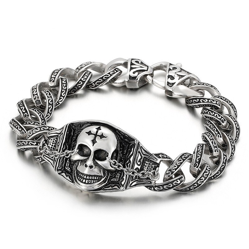 Titanium Schedel Herenarmband Titanium Schedel Herenarmband