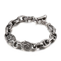 Mode Titanium Dag Woordketting Leeuwenkop Herenarmband Podiumaccessoires