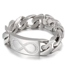 Chique Stijl 8 Woorden Met Diamanten Heren Titanium Armbanden