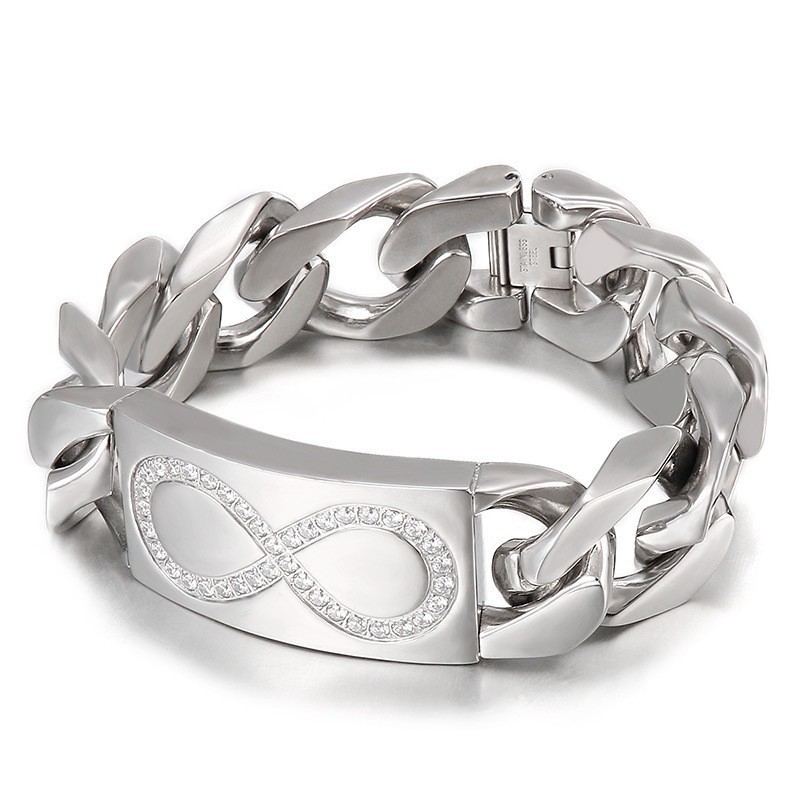 Chique Stijl 8 Woorden Met Diamanten Heren Titanium Armbanden
