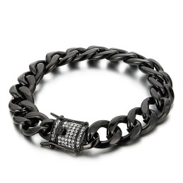 Bikerketting Met Diamanten Drakenbaard Gesp Armband