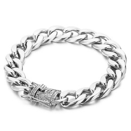 Fietsketting Met Diamanten Drakenbaard Gesp Armband