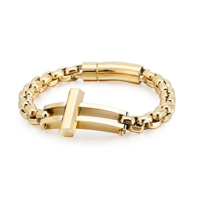 Kruis Vierkante Titanium Kettingarmband Voor Heren