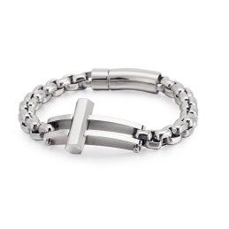 Kruis Vierkante Titanium Kettingarmband Voor Heren