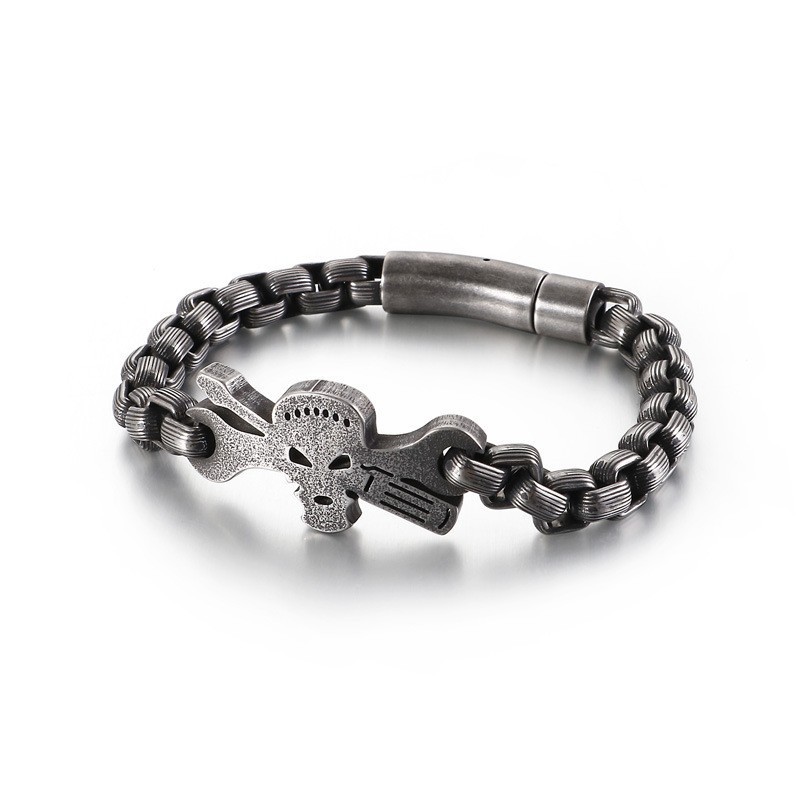 Titanium Schedelarmband Voor Heren