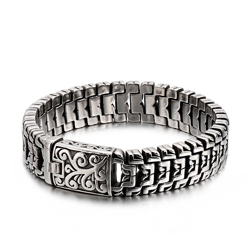 Coole Titanium Armband Met Bloemvormige Gesp Coole Titanium Armband Met Bloemvormige Gesp